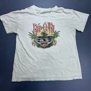 Rip Curl T-Shirt Men's Medium White Graphic Surf Beach 1969 Streetwear Casual